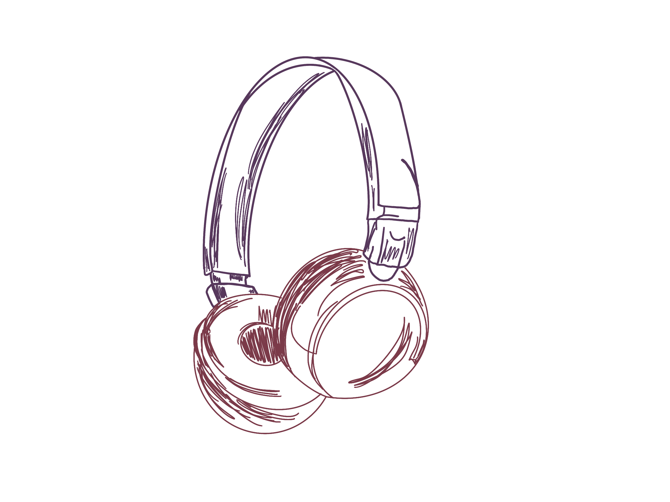 handdrawn over the ear headphones